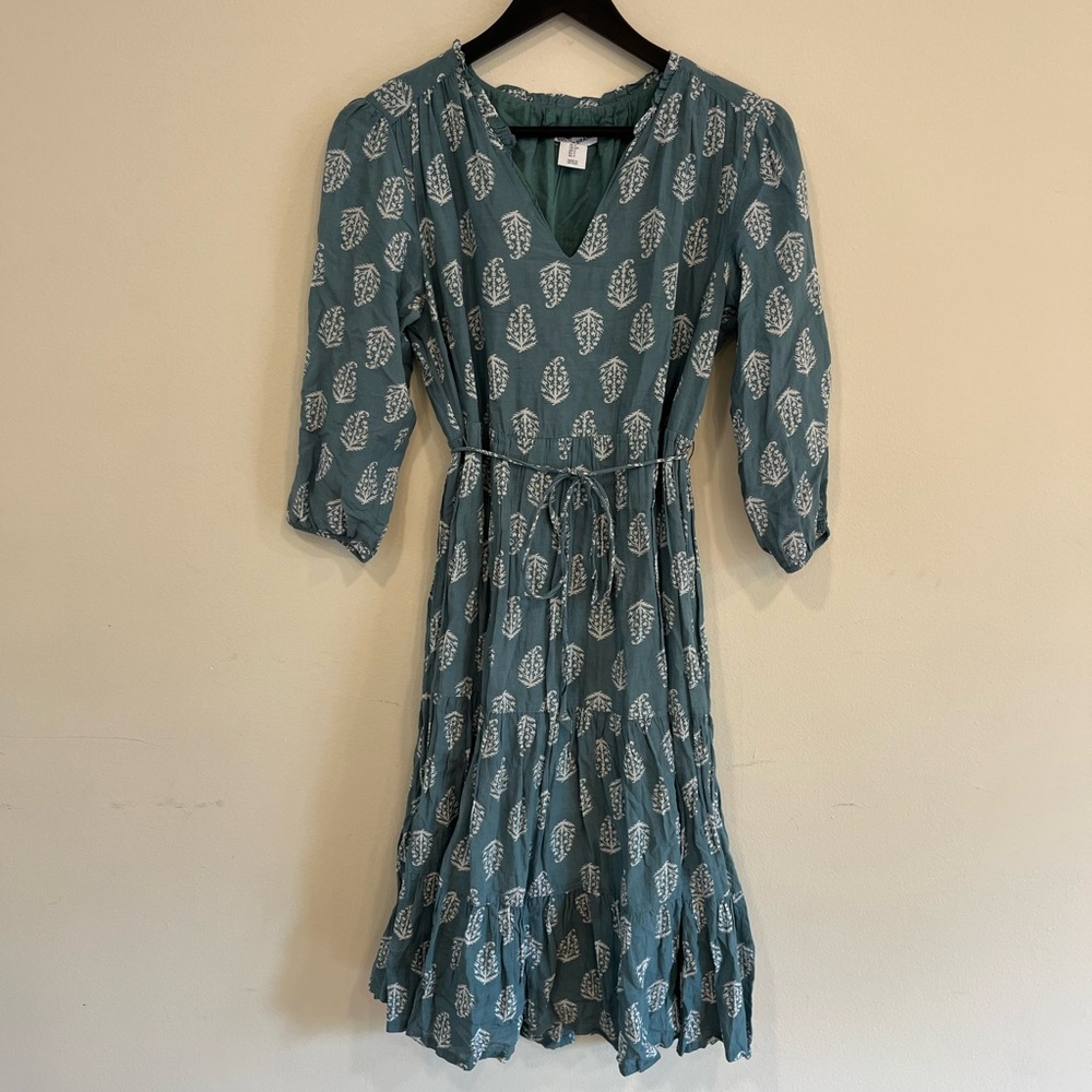 Lucky Brand Green Midi Sundress with V-Neck and 3/4 Sleeves - Picture 3 of 6